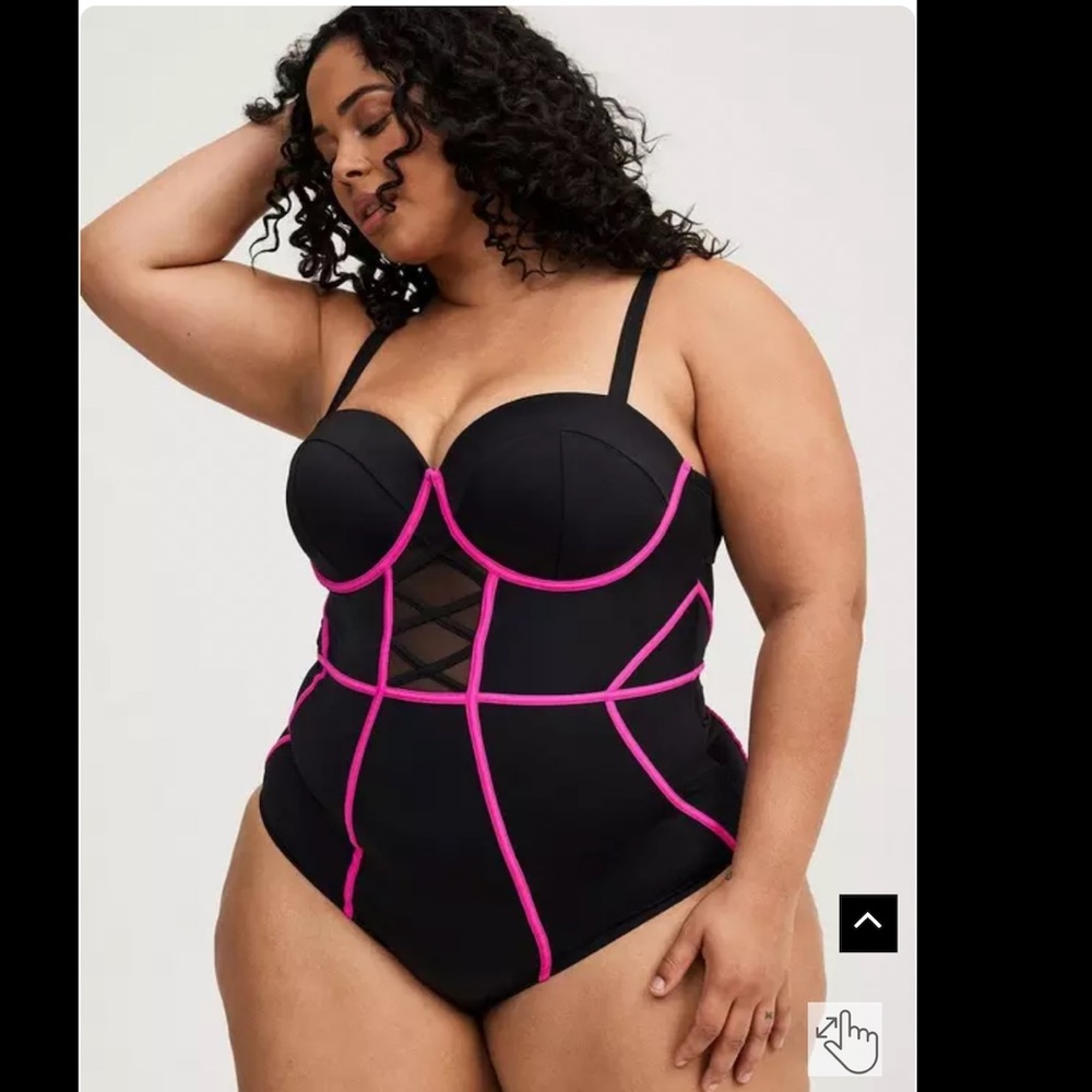 Torrid Black and Pink One-Piece Swimsuit